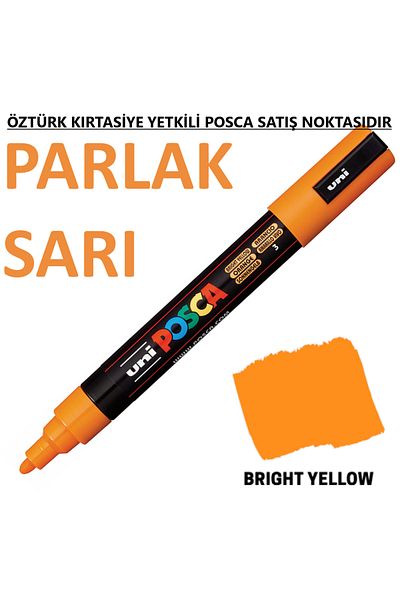 Uni Posca Bright Yellow Marker Pc-5M (1.8-2.5mm) Poska Pc5M Pc - 5m