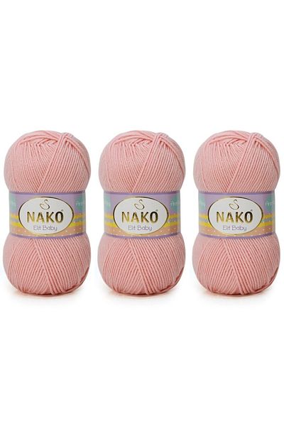 NAKO Elit Baby Anti-pilling Νήματα πλεξίματος χειρός 100 gr 3 τεμάχια Χρώμα 6165 Πούδρα