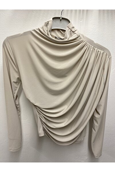 Şen KADIN SANDY BÜZGÜLÜ DRAPELİ BLUZ