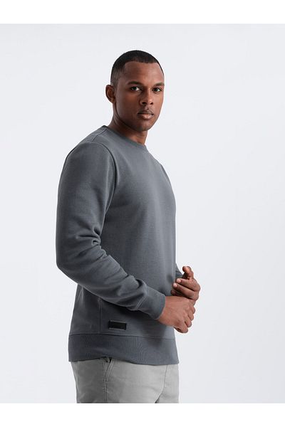 OMBRE BASIC Herren-Sweatshirt aus nicht dehnbarer Baumwolle - Graphit V11 OM-SSBN-0159 XXL