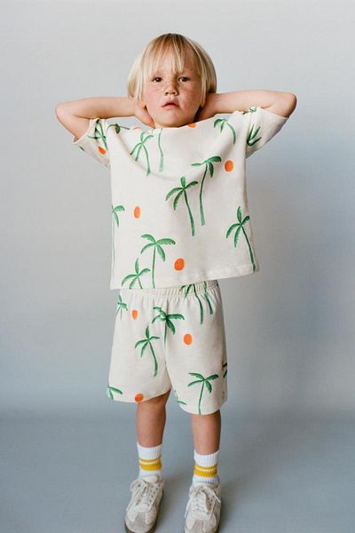 Next Baby Laciel Paris Palm Pattern Short Sleeve Shorts Bottom Top Set