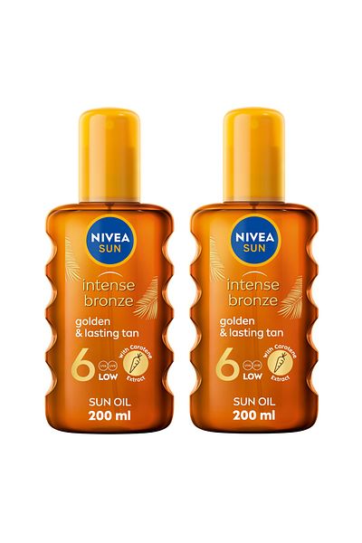 NIVEA SUN Carotene Tanning Oil Spray SPF 6 with Vitamin E & Jojoba Oil, 200ml, Pack of 2