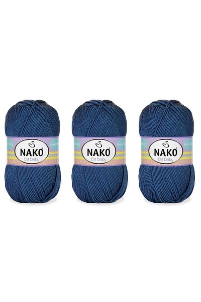 NAKO Elit Baby Anti-pilling Νήματα πλεξίματος χεριών 100 gr 3 τεμαχίων Χρώμα 5372 Indigo Blue
