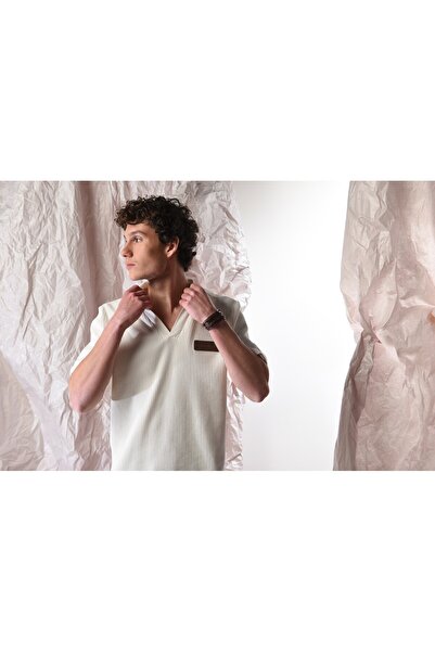 PROLET Gabardine V-Neck Detailed Men's Waffle T-Shirt