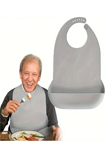 BABUN Extra Large Liquid Proof Adjustable Silicone Elderly Food Eating Bib fo...