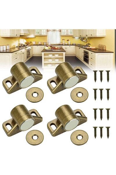 OEM Set of 4 magnetic cabinet door locks, Zinc alloy, 3.6 x 2.1 x 1.8 cm, Bronze