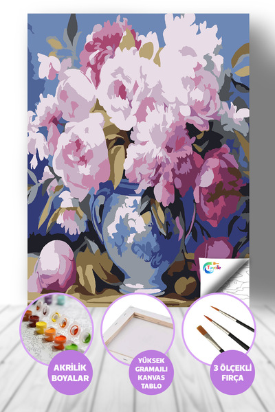 Tuvalle Şakayık Şenliği Sayılarla Boyama Seti, Hobi Seti, 40X50 Tablo, Fırça ...