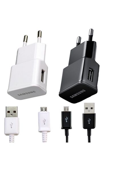 BOEM Adaptor de alimentare original Samsung + cablu de date negru/alb, USB 5V/2A