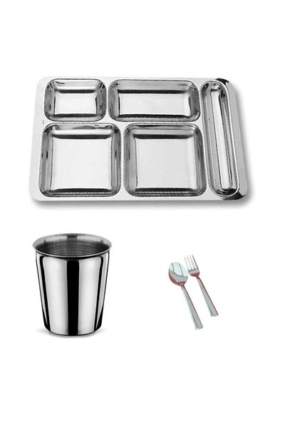Becenhouse 4 Piece Picnic Breakfast Metal Table D'Hôte Set (1 Table D'Hôte, 1 Glass, 1 Fork, Spoon)
