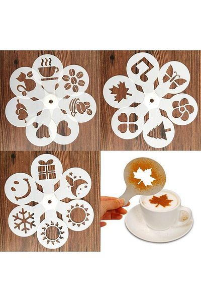 BOEM Set of 19 cake/drink decorating stencils, Polyester, 14 x 8.5 cm, White