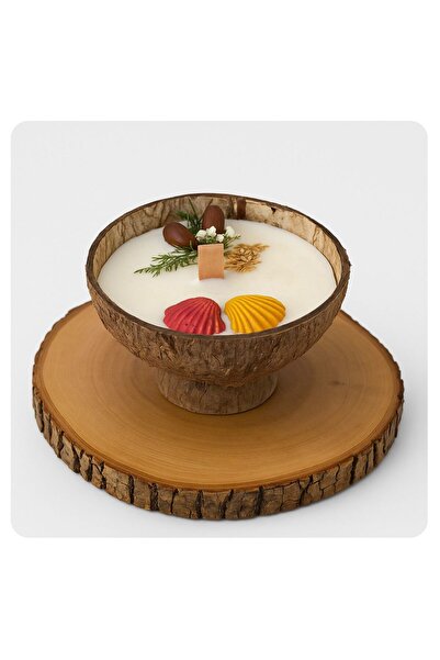 EL YAPIMI Gerçek Hindistan Cevizi Kasesinde Hindistan Cevizi Kokulu Dekoratif...