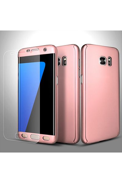 BOEM 360 Degree Cases for Samsung Galaxy S7 Edge - Full Body, Rose, Silicone Protective Film Included