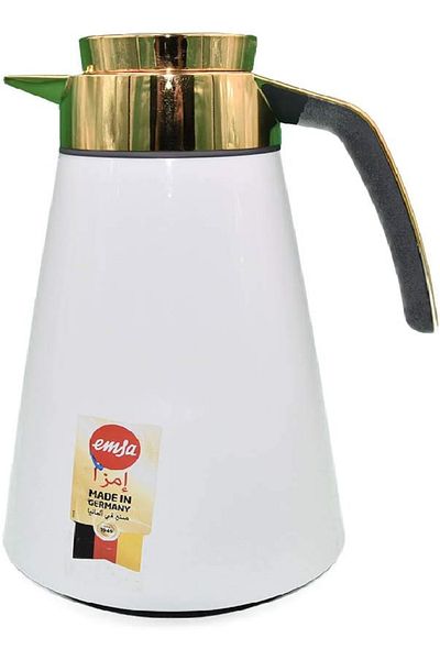emsa Cone Flask 1.5L – Elegant White and Gold Insulated Thermos for Hot & Cold Drinks
