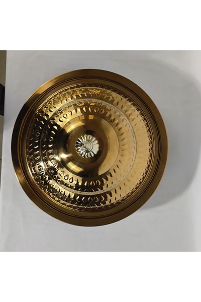 HTH Multipurpose Use Water Drop Pattern Stainless Steel Round Serving Tray with Dome Lid