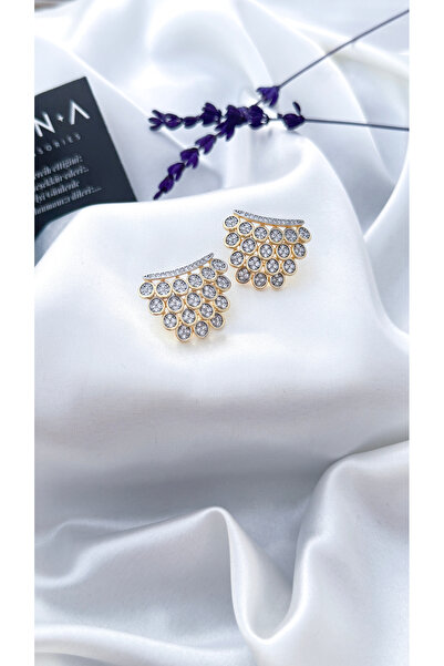 ZENA ACCESSORİES Vıp Özel Seri Vıora Gold Çelik Küpe