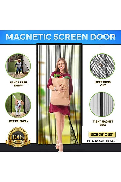BOEM Insect screen for door, Magnetic closure, Easy installation, 90x210 cm, Black