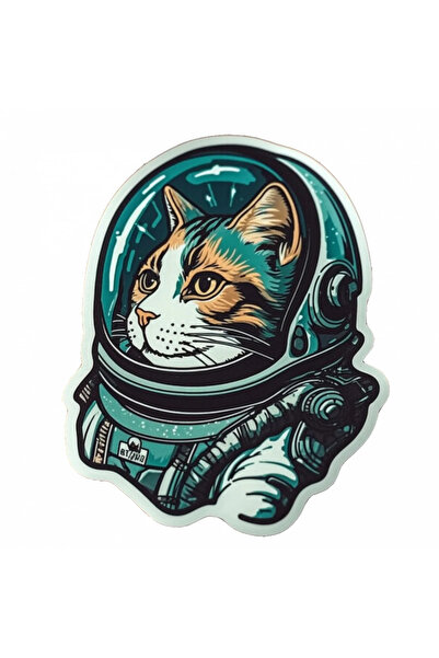 INOVATIX Set de 8 bucăți, autocolant pisică astronaută, INOVATIX®. 6 cm