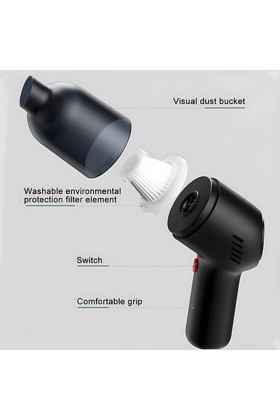Generic YD598C Handheld Mini Vacuum Cleaner with 120W Motor, 8000PA Suction, USB Rechargeable – Black