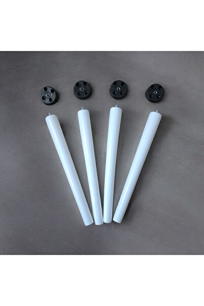 AKKAYAHOME 4 Adet Beyaz Boyalı Ahşap Konik 35 Cm Zigon,orta Sehpa,puf,komidin...