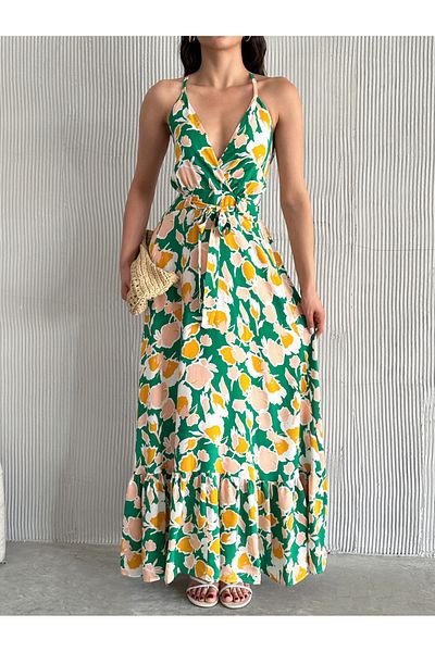 Moda Lounge Φόρεμα με διπλό γιακά υφαντό Floral Χρώμα