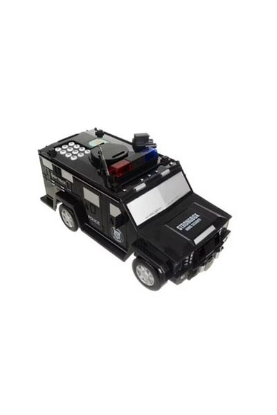 Rovitech Police car piggy bank, compatible with paper and coins