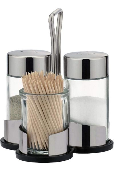TESCOMA Club Salt & Pepper Shakers with Toothpick Holder – Elegant Tabletop Set