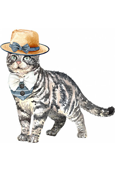 INOVATIX Σετ 8 τεμαχίων, αυτοκόλλητο γάτας με καπέλο, INOVATIX®. 6 εκ.