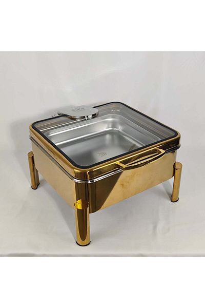 HTH Rectangular Hydraulic Warming Dish, Stainless Steel Warming Dish with Clear Lid
