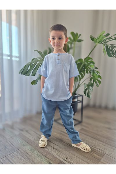 My Baby's World Natural Shirt Muslin Trousers Set (Age 2-8) Mtye0059