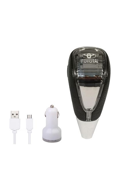 M-Spirit LED Gear Shift Knob with 7-Color Breathing Light for Toyota Cars, USB Powered - MOB-26136