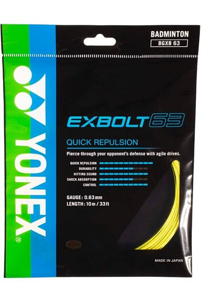 YONEX EXBOLT -63 YONEX QUICK REPULSION BADMINTON RACKET STRING (YELLOW)
