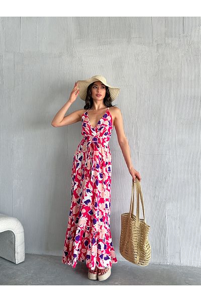Moda Lounge Double Breasted Collar Woven Dress Floral Color