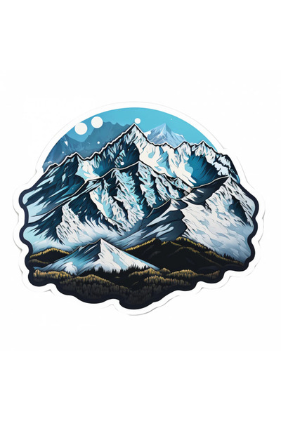 INOVATIX Set de 8 autocolante, peisaj montan de iarnă, INOVATIX®. 6 cm