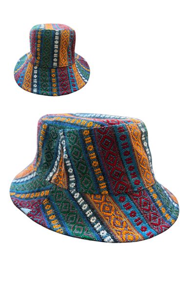 GRANDSTORE Quality Fabric Woven Local Pattern Beach Hat