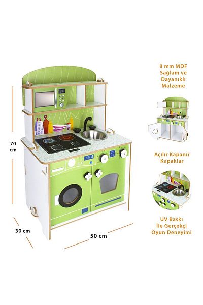merland benvecocuk T1025 Wooden Play Kitchen -Okutan Hobby