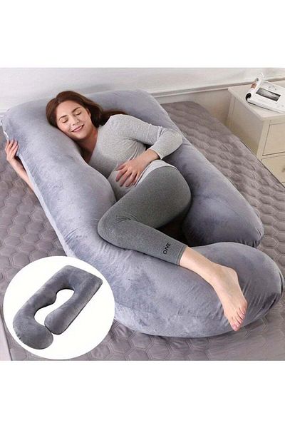 F.A.M.S Pregnancy Pillow G Shape Luxurious Maternity Support Pillow for Comfort and Back Relief - Gray