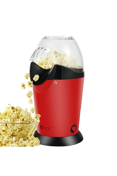 DLC -PC2701 1200W Popcorn Maker with Hot Air Popping and Oil-Free Operation, Red Body Design
