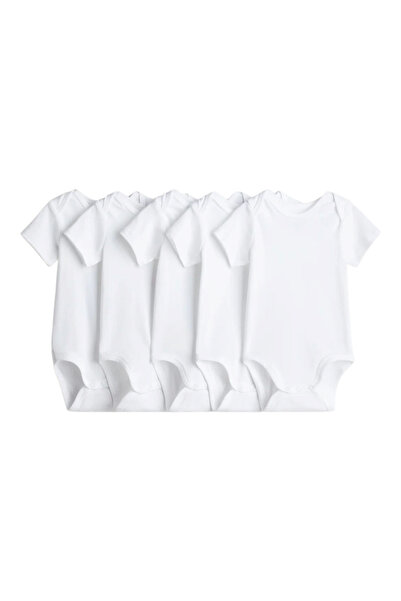 Avşar Baby 5 Pieces Snap Fastener Baby Bodysuit with Strap