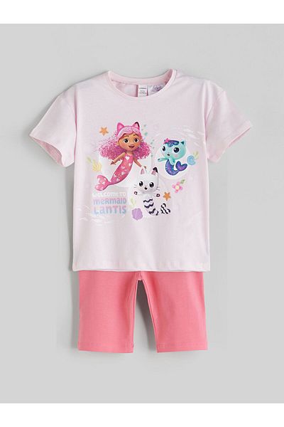 LC Waikiki Lcw Kids Pink Gabby's Dollhouse Printed Girls' T-Shirt and Leggings 2-Pack