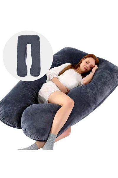 F.A.M.S Pregnancy Pillow U Shape Luxurious Maternity Support Pillow for Comfort and Back Relief - Char Black