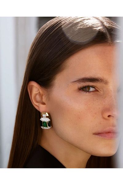 Twinssis Accessories Green Baguette Stone Leyla Earrings