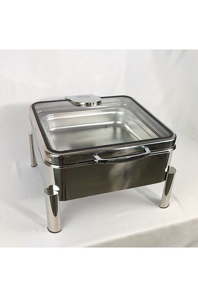 HTH Rectangular Hydraulic Warming Dish, Stainless Steel Warming Dish with Clear Lid
