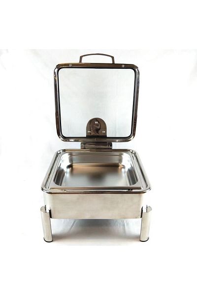 HTH Rectangular Hydraulic Warming Dish, Stainless Steel Warming Dish with Clear Lid