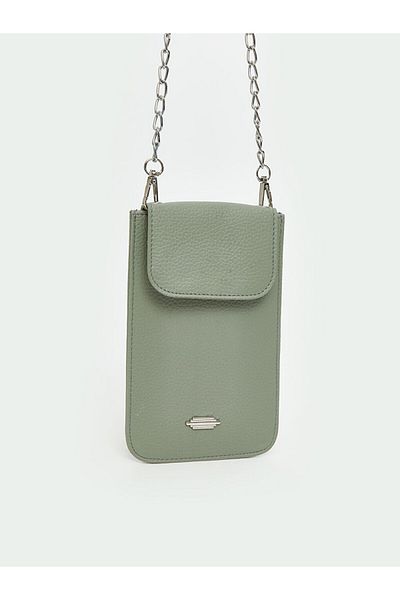 LC Waikiki Lcw Accessories Women's Wallet with Green Chain Strap Leather Look