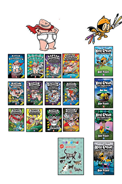 Altın Kitaplar Kaptan Düşükdon Serisi 12 Kitap + Kedi Çocuk Çizgi Roman Kulüb...