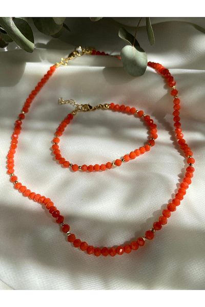 sabiha aksesuar Crystal Bead Necklace and Bracelet