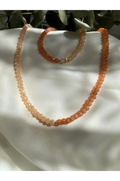 sabiha aksesuar Crystal Bead Necklace and Bracelet Set