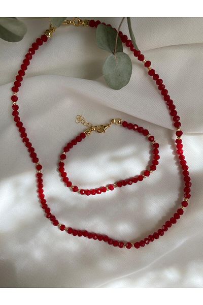 sabiha aksesuar Crystal Bead Necklace and Bracelet