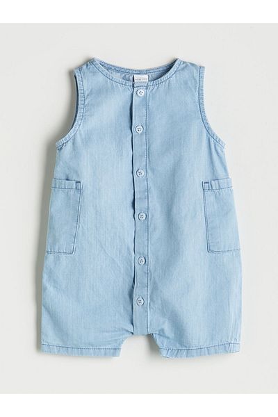 LC Waikiki Lcw Baby Blue Pocket Buttoned Baby Boy Jumpsuit