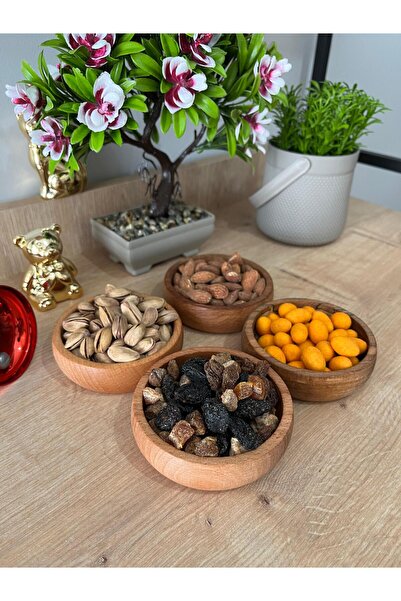 LİNGO HOME Ahşap Sunumluk & Çerezlik 4'lü